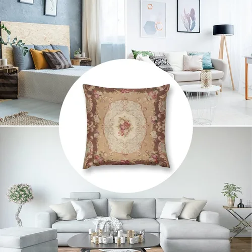 Vista 7 de Nebra Fundas de almohada con estampado floral de rosa antigua estilo Aubusson francés, acogedora funda de almohada cuadrada para decoración