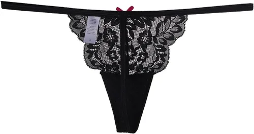 Vista 2 de Paquete de 6 tangas de encaje para mujer, ropa interior sexy con patrón de encaje y colores surtidos