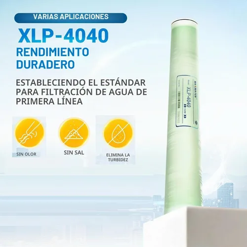 Vista 6 de Max Water XLP-4040 ósmosis inversa 4" x 40" membrana del RO, 2300 GPD XLP 4040 para la purificación del agua Desalinización comercial, agricultura