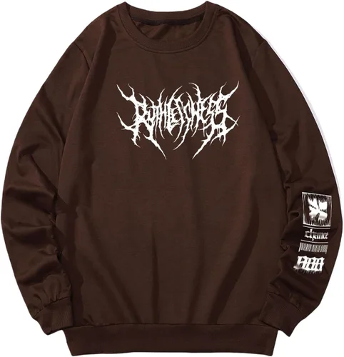 Vista 5 de WDIRARA Sudadera de manga larga con cuello redondo y estampado gráfico de dinosaurios de dibujos animados para hombre