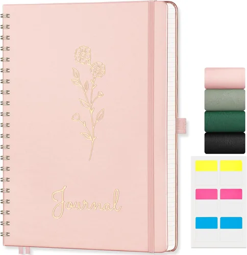 Vista 36 de EMSHOI Cuaderno de espiral con puntos, tapa dura de cuero, papel grueso de 3.53 oz/m², cuaderno de cuadrícula de puntos de 0.197 in para diario