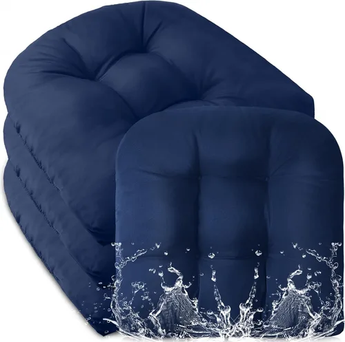 Vista 10 de Barydat 4 piezas de cojines para sillas de exterior 48 x 48 cm a prueba de agua con protección solar para muebles de patio, cojín de asiento Crema