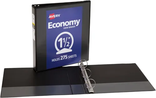 Vista 6 de Carpeta básica con aro, por Avery, Negro 1.5 pulgadas