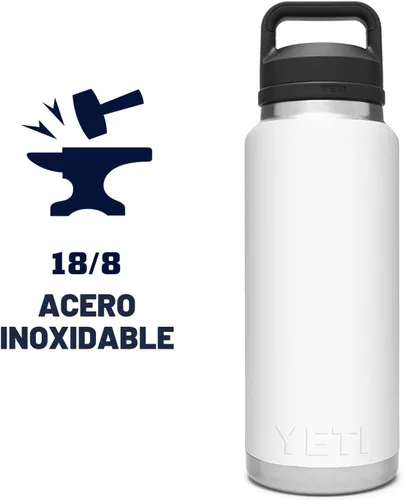 Vista 8 de YETI Rambler - Botella de 36 onzas, aislada al vacío, a prueba de fugas, de acero inoxidable con tapón para sorbos Aislamiento al vacío Azul marino