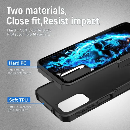 Vista 39 de Funda para Galaxy A14 5G, resistente de doble capa híbrida de policarbonato duro, goma suave, a prueba de golpes, funda protectora resistente