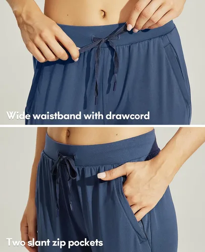 Vista 3 de Haimont Pantalones deportivos para correr para mujer con bolsillos con cremallera, ligeros, atléticos, para entrenamiento, pantalones casuales