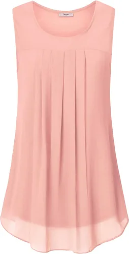 Vista 92 de Timeson - Camiseta de gasa sin mangas, blusa tipo túnica informal de doble capa para mujer