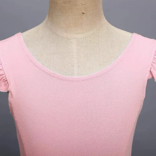 Vista 3 de IDOPIP Vestido de ballet con volantes y mangas con volantes para niñas pequeñas, tutú con falda, leotardo para bailarina, traje de gimnasia