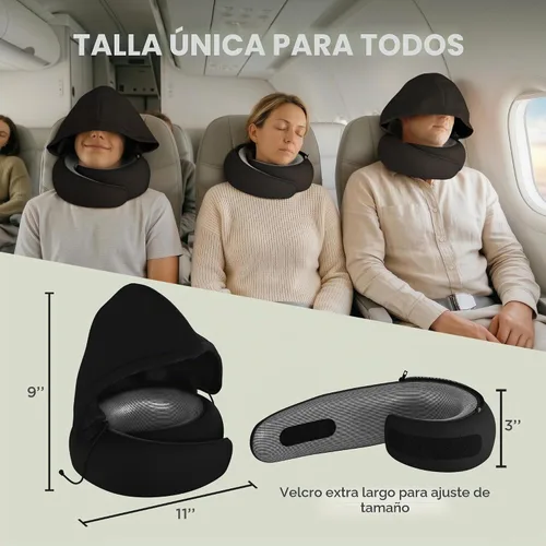 Vista 3 de Dot&Dot Almohada de viaje de espuma viscoelástica para aviones - Almohada de viaje para dormir - Almohada de avión para soporte cervical - Almohada