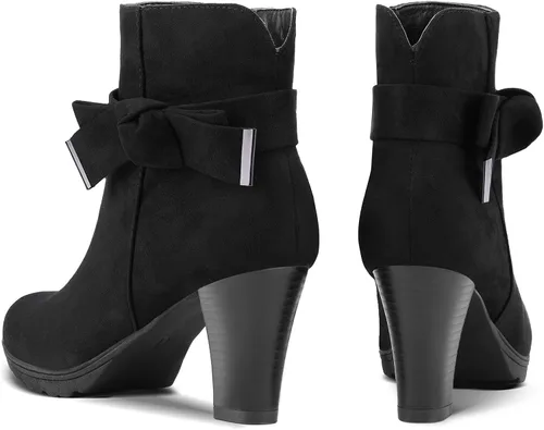 Vista 6 de mysoft Botines para mujer con tacón, tacón grueso apilado y cremallera botines para mujer