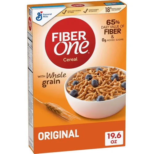 Vista 8 de Fiber One Cereal, salvado original, cereal de alta fibra hecho con grano entero, 19.6 oz