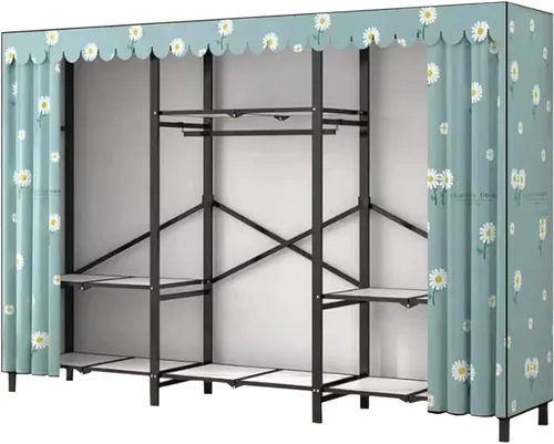 Vista 21 de large closets Folding Closet with Cloth Cover Clothes Closet Portable Wardrobe Closet Metal Iron Frame Closets for Bedroom Large Closet Space-saving