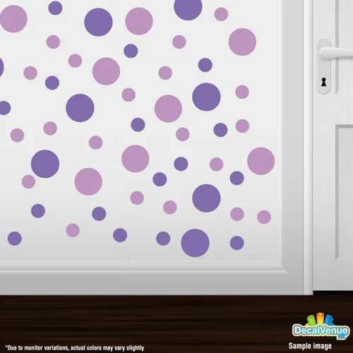 Vista 2 de Pegatinas de pared de vinilo lavanda/lila - círculos de 2 y 4 pulgadas (30 calcomanías)