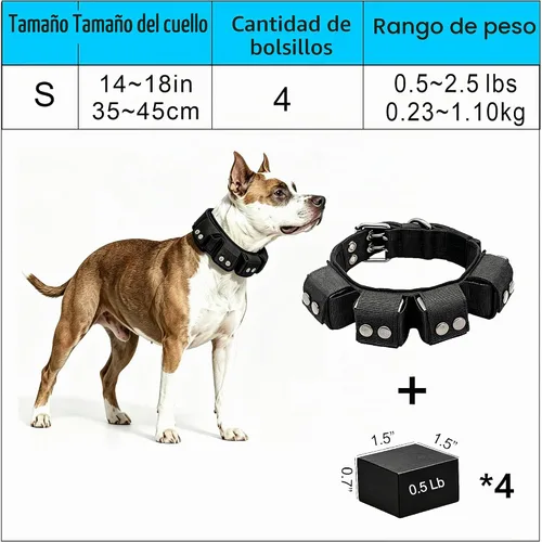 Vista 6 de Collar de entrenamiento para perros con peso, pesas incluidas