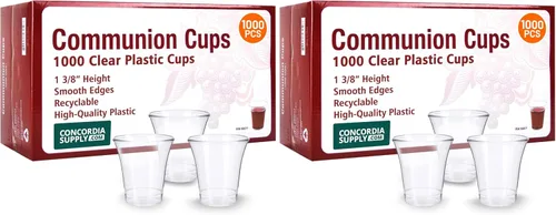 Vista 3 de Concordia Supply - Tazas de comunión de color uva, 1-3/8 pulgadas, reciclables (1000 unidades) Premium Plastic Cups w/ Smooth Edges, Fits Standard