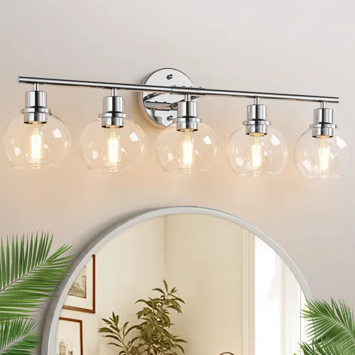 Vista 12 de Indoi Juego de 2 apliques de pared negros mate, lámparas de tocador de vidrio transparente con base E26, luces de pared reversibles arriba o abajo