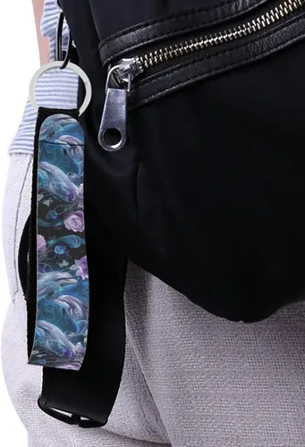 Vista 6 de INSTANTARTS Llavero automático Lanyard Hand Wrist Lanyard Correa de muñeca con anillo de metal