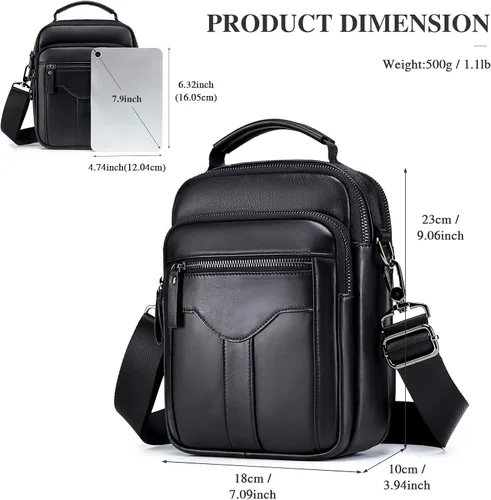 Vista 3 de BAIGIO Men's Genuine Leather Shoulder Bag Messenger Briefcase CrossBody Handbag Satchel Travel bag