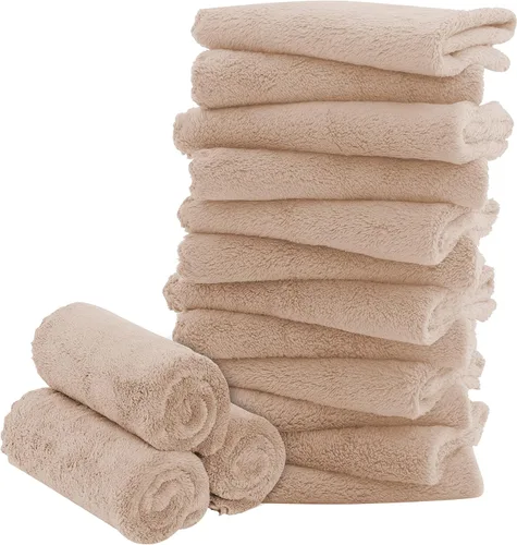 Vista 15 de Paquete de 16 toallitas para bebé - 10x10 pulgadas, vellón de coral - Paños de lavado extra absorbentes y suaves para recién nacidos, bebés y niños