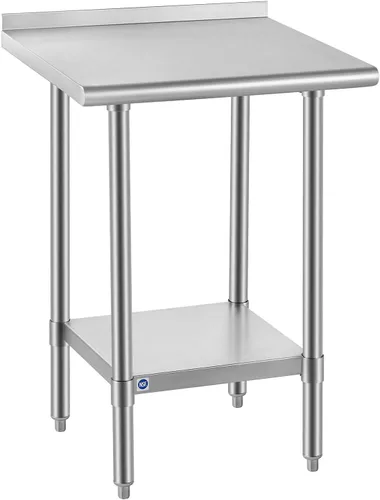 Vista 28 de ROCKPOINT Mesa de acero inoxidable para preparación y trabajo, 14x24 pulgadas; mesa de cocina comercial de metal NSF resistente con estante inferior