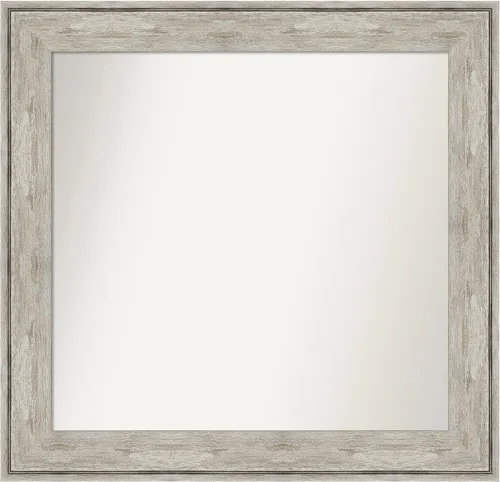 Vista 502 de Amanti Art Espejo de baño plateado para sobre el fregadero, 28 x 37 pulgadas, elegante espejo rectangular de peltre cepillado, marco de madera