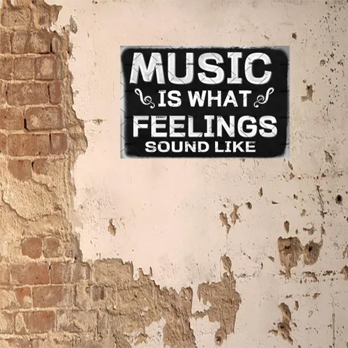 Vista 5 de EMOHAT Cartel de pared de metal para decoración de pared, letrero musical "Is What Feelings" Sound Like de aluminio, decoración de pared, hogar