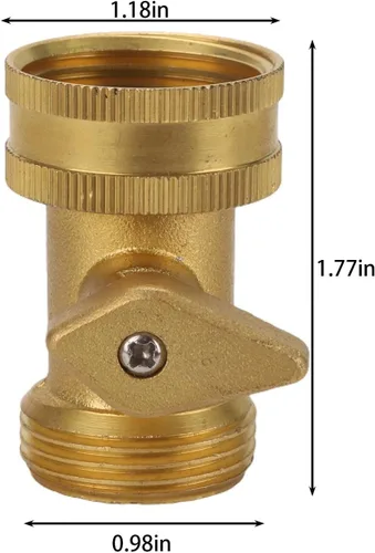 Vista 5 de Válvula de cierre de manguera de jardín de latón, conector resistente de 3/4 pulgadas, conector de manguera de jardín duradero (paquete de 2)