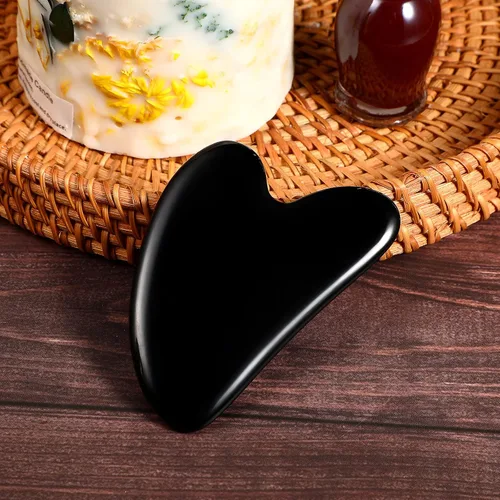 Vista 9 de rosenice Gua Sha - Herramientas faciales de guasha negra, piedra de jade Gua Sha para el cuidado de la piel facial, tensiones corporales faciales