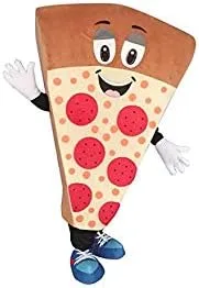 Vista 2 de Krister Lindo disfraz de mascota de pizza para adulto, disfraz de Halloween marrón