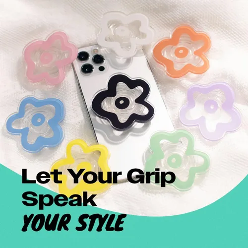 Vista 3 de OnTheGrip Lindo Diseño Transparente en Forma de Flor de Margarita Soporte de Teléfono Móvil Plegable Multifuncional para Smartphone, Tablet
