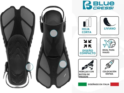 Vista 4 de Cressi Juego de esnórquel para adultos (máscara, esnórquel seco, aletas ajustables) - Ligero para viajar - Juego oceánico: diseñado en Italia