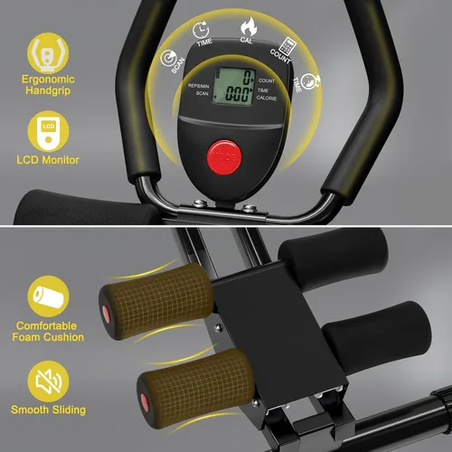 Vista 4 de Ab Machine for Home Gym, Adjustable Foldable Core Trainer Negro de una sola pista
