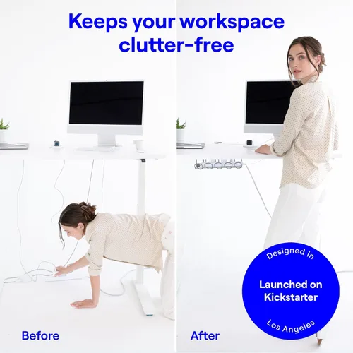 Vista 8 de CarryUp - Bandeja para cables debajo del escritorio para dormitorio, color Crema