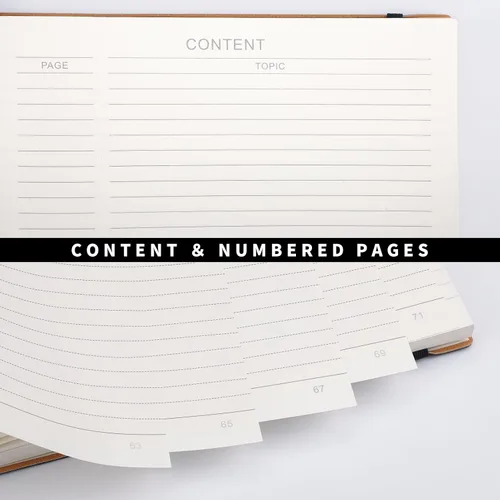 Vista 3 de RETTACY Cuaderno rayado, 2 paquetes, 204 páginas numeradas por paquete, B5 mediano 17.6 x 25 cm, tapa blanda de cuero, papel grueso de 100 g/m²