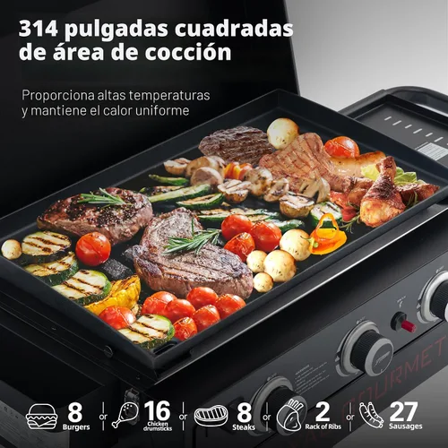 Vista 5 de Royal Gourmet PD3001 - Parrilla de gas propano de 3 quemadores con soporte plegable, parrilla portátil de 23 pulgadas con mesa auxiliar y área