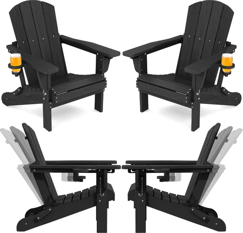 Vista 21 de SERWALL Silla Adirondack plegable ajustable, silla Adirondack reclinable con 3 posiciones reclinables, HDPE para todo tipo de clima, Adirondack