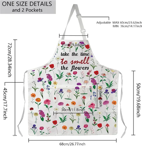 Vista 2 de MBMSO Delantal floral con bolsillos, delantal de jardinería de flores, regalo para mamá, delantal de cocina, delantal de floristería, regalo