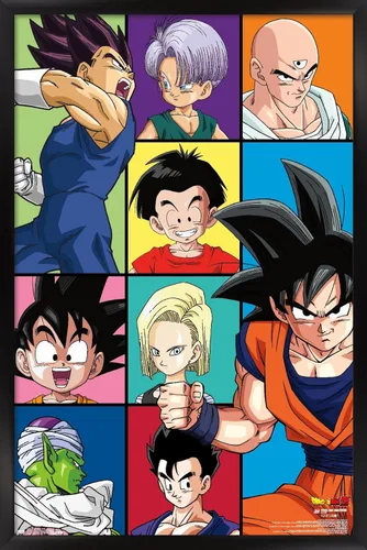 Vista 8 de Trends International Dragon Ball Z - Póster de pared con cuadrícula, 22.375 x 34 pulgadas, versión enmarcada de madera de granero