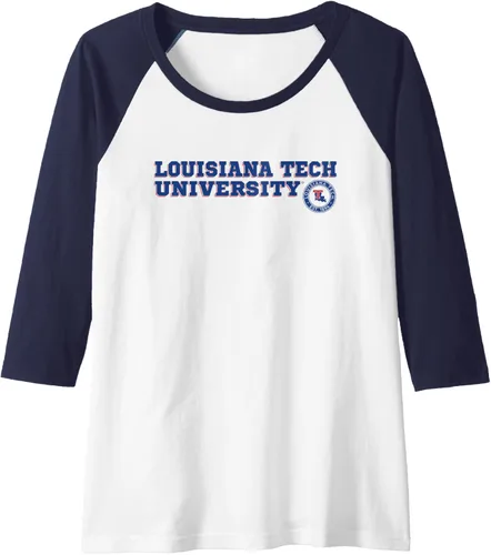 Vista 12 de Louisiana Tech Bulldogs - Camiseta de béisbol raglán con texto en bloque, Negro