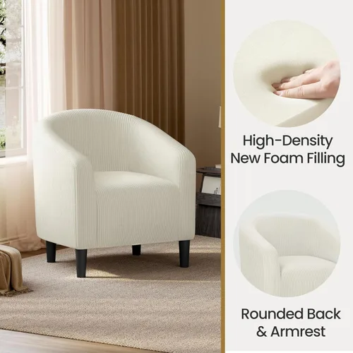 Vista 8 de Yaheetech Sillas cilíndricas, sillas decorativas peludas con reposabrazos acolchado suave para sala de estar, dormitorio, sala de espera, oficina