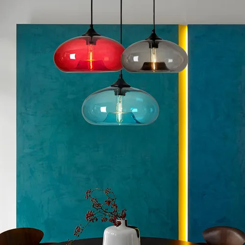 Vista 7 de Iluminación colgante de cristal industrial vintage de 11 pulgadas, 1 luz de granja, loft bar, lámpara colgante de techo, isla de cocina, comedor