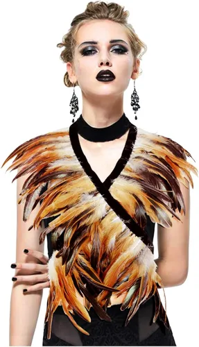 Vista 2 de LVOW Disfraz maléfico con diseño de boa de plumas para Halloween