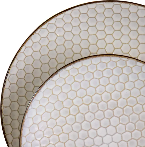 Vista 5 de Elama HoneyIvory - Vajilla de cerámica de 16 piezas en color marfil