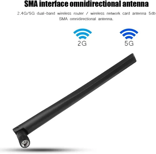 Vista 2 de Antena omnidireccional SMA 2.4G, 5G de doble banda de red antena externa para RT AC68u