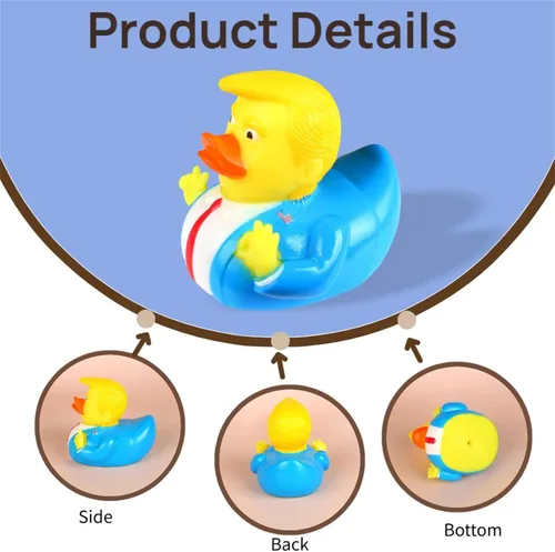 Vista 4 de Trump - Pato de goma para bebé, juguetes de baño, patos de goma, juguete divertido para niños, regalo para baño, pato, decoración de coche, regalos