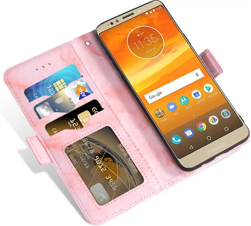 Vista 4 de Asuwish Funda compatible con Moto E5 Plus E 5 Supra y protector de pantalla de vidrio templado, soporte para tarjeta celular, soporte para tarjeta