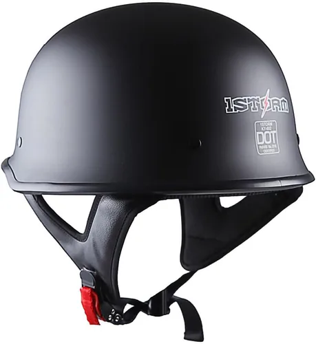 Vista 5 de 1Storm Casco de motocicleta de media cara de novedad, estilo alemán abierto, aprobado por DOT: HKY602 negro mate