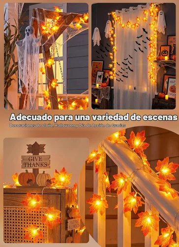 Vista 6 de Brightown 2 Pack Fall Garland with Lights Total 20Ft 40LED Fall Decor