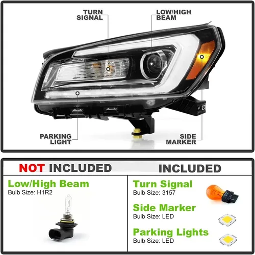 Vista 2 de ACANII - Para [modelo halógeno] 2013-2016 GMC Acadia OE Estilo LED Tubo Proyector Faros Faros Par Par Izquierdo+Derecho