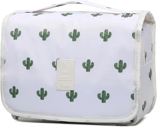 Vista 6 de Sechunk Neceser de maquillaje resistente al agua, bolsa de cosméticos organizador de viaje para accesorios, bolsa de viaje con gancho para colgar